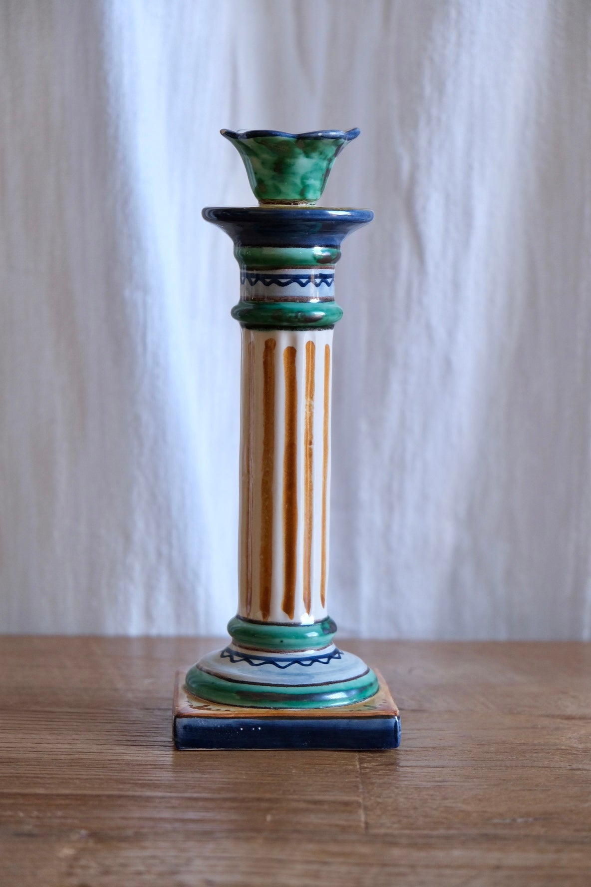 Hand-painted ceramic candlestick, Spain