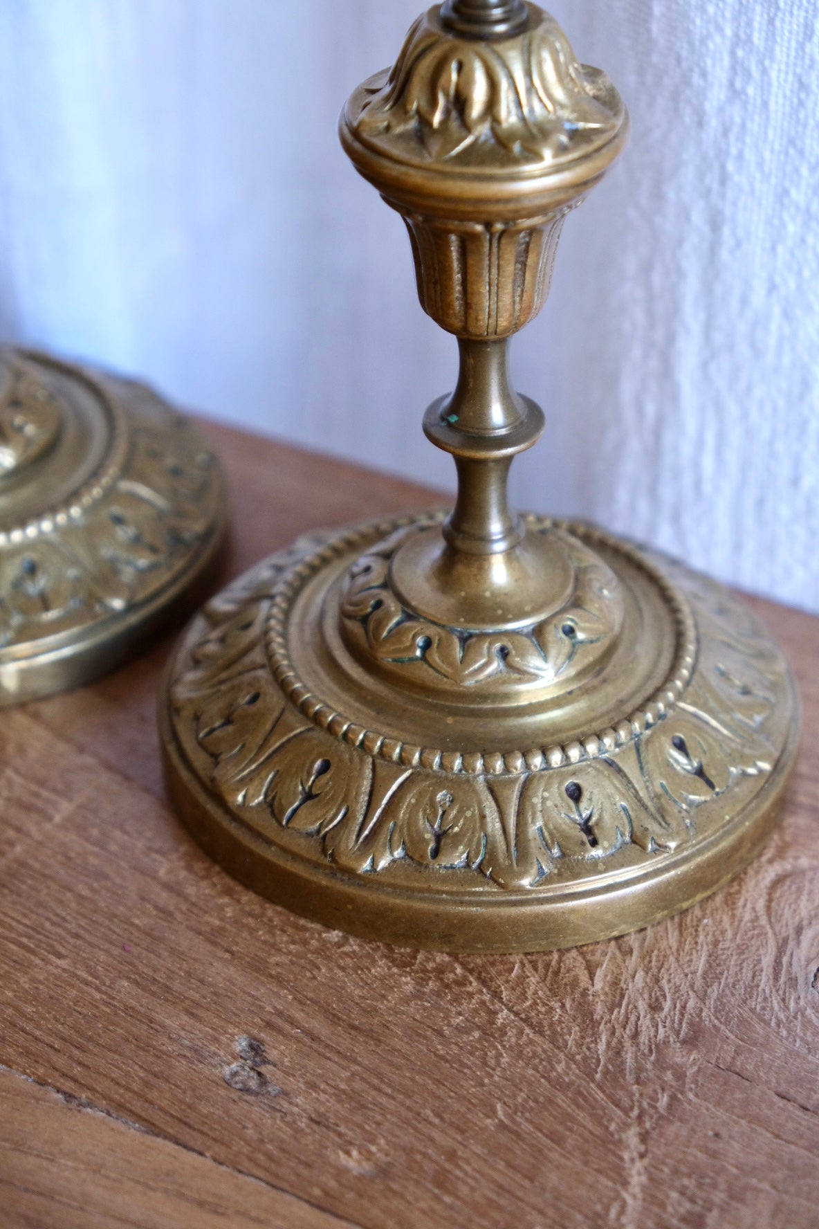 Pair of vintage French brass candlesticks