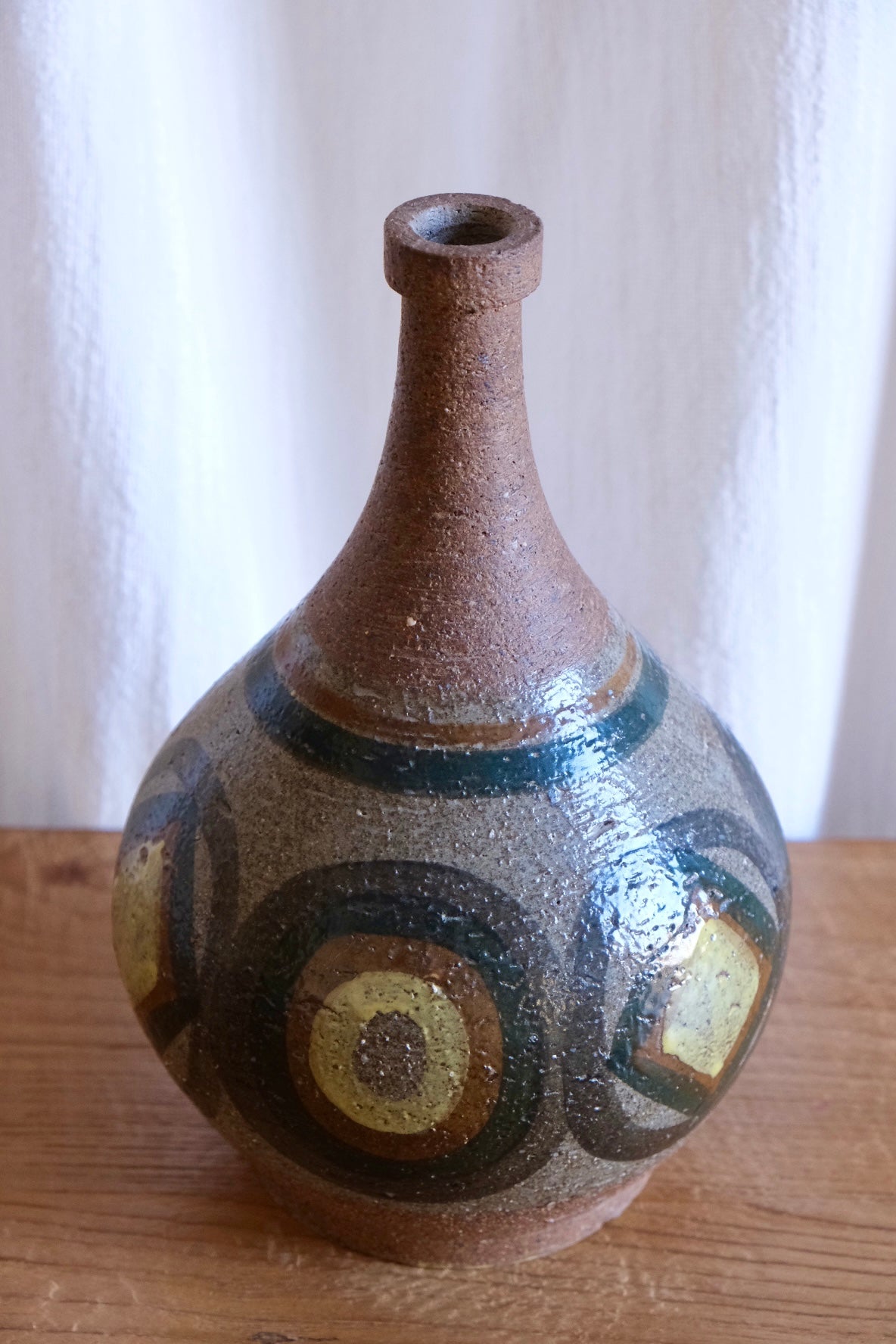 Stoneware ceramic geometric vase, c. 1960, Spain