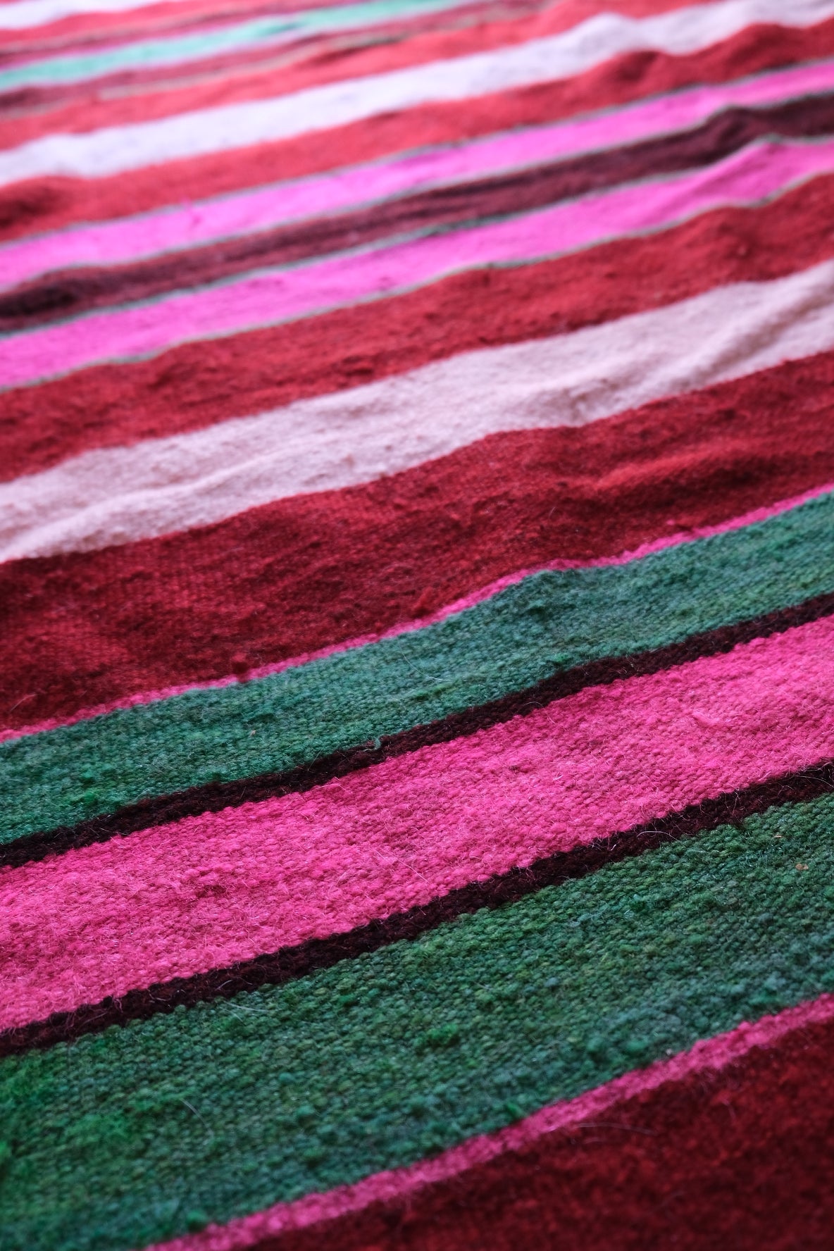 Large stripey wool rug from Mauritania