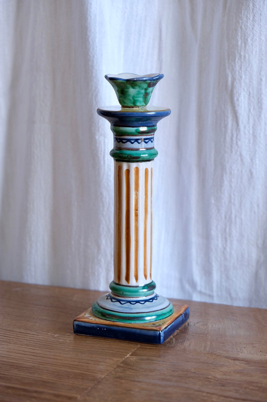 Hand-painted ceramic candlestick, Spain