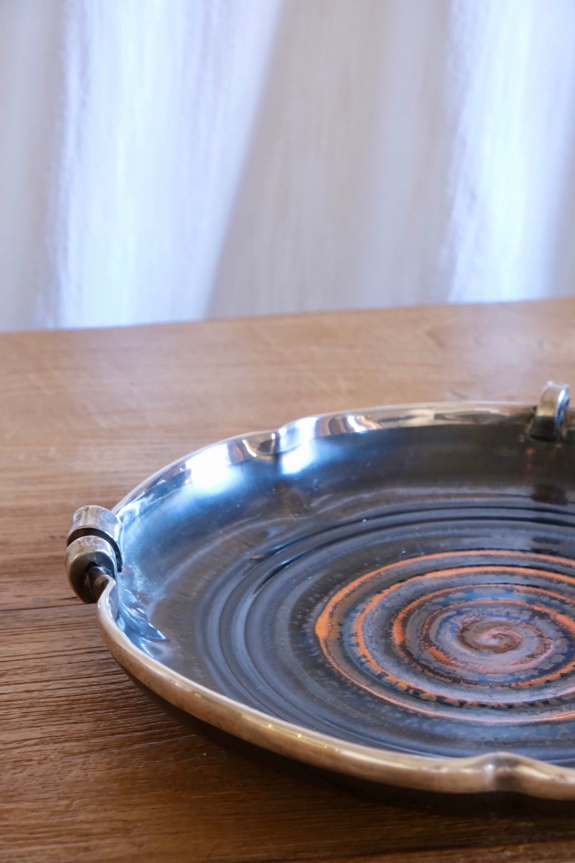 Ceramic and silver-plated claw plate tray, Barcelona c. 1940