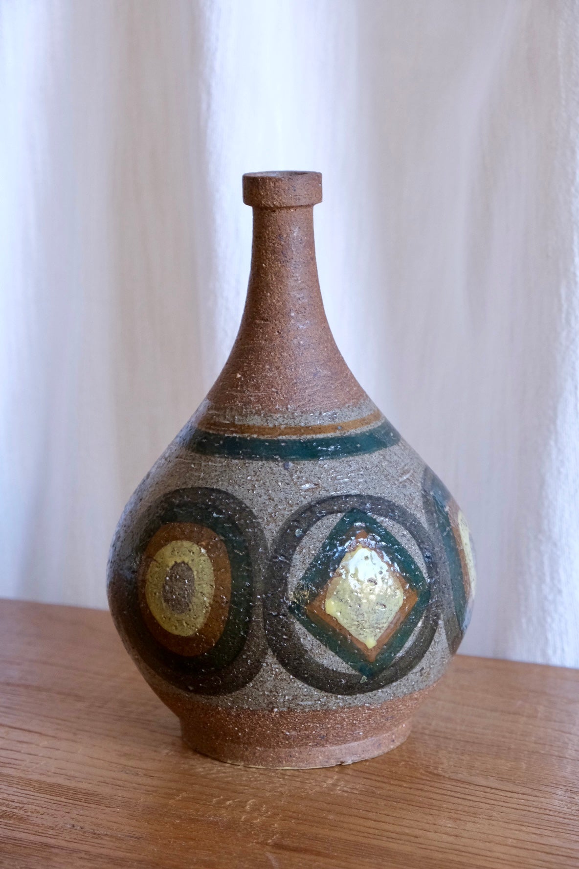 Stoneware ceramic geometric vase, c. 1960, Spain