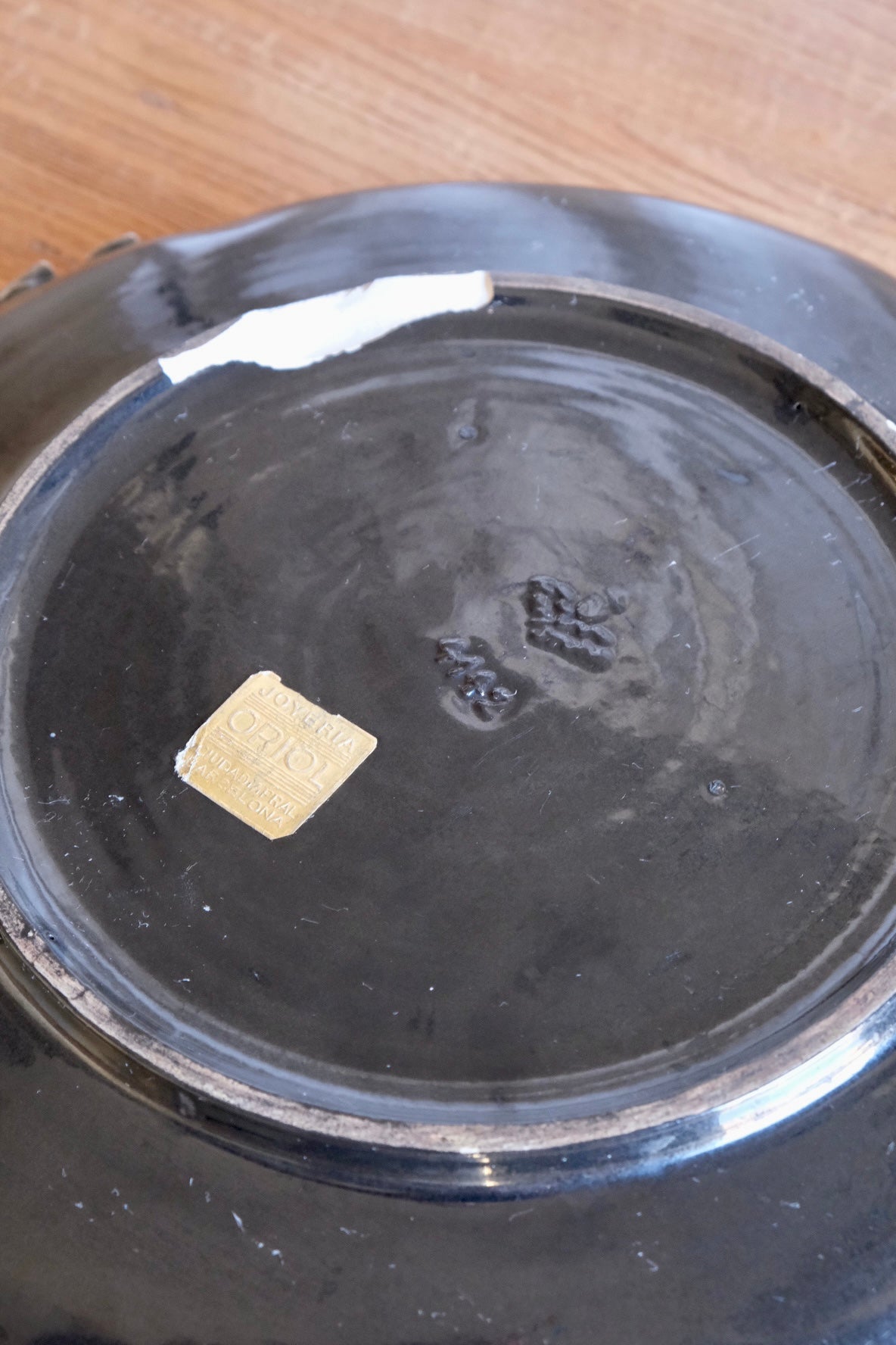 Ceramic and silver-plated claw plate tray, Barcelona c. 1940