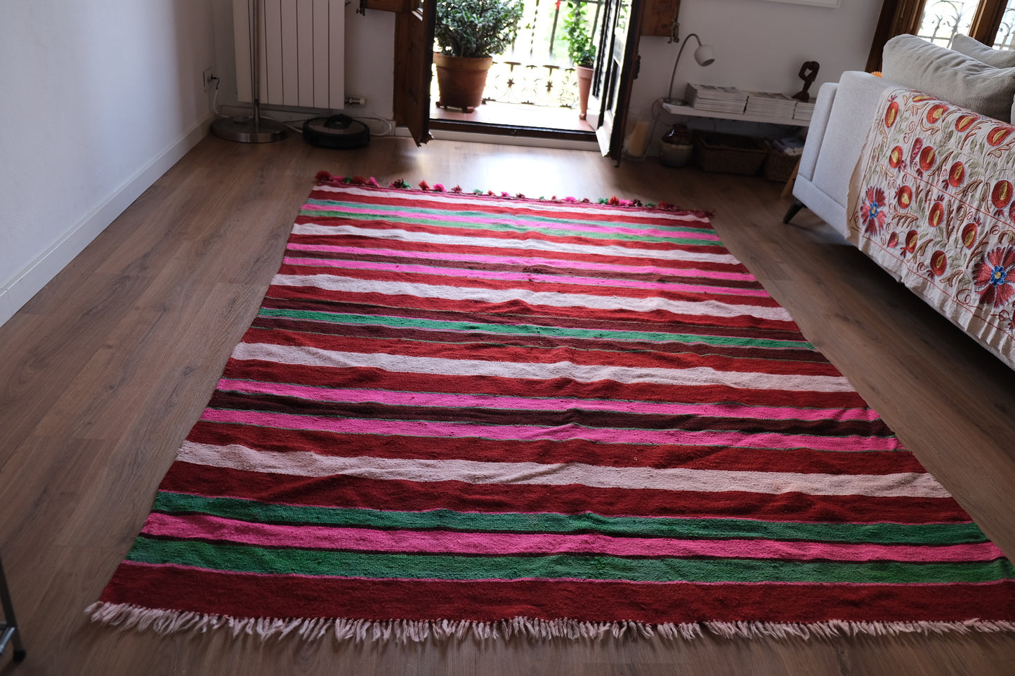 Large stripey wool rug from Mauritania