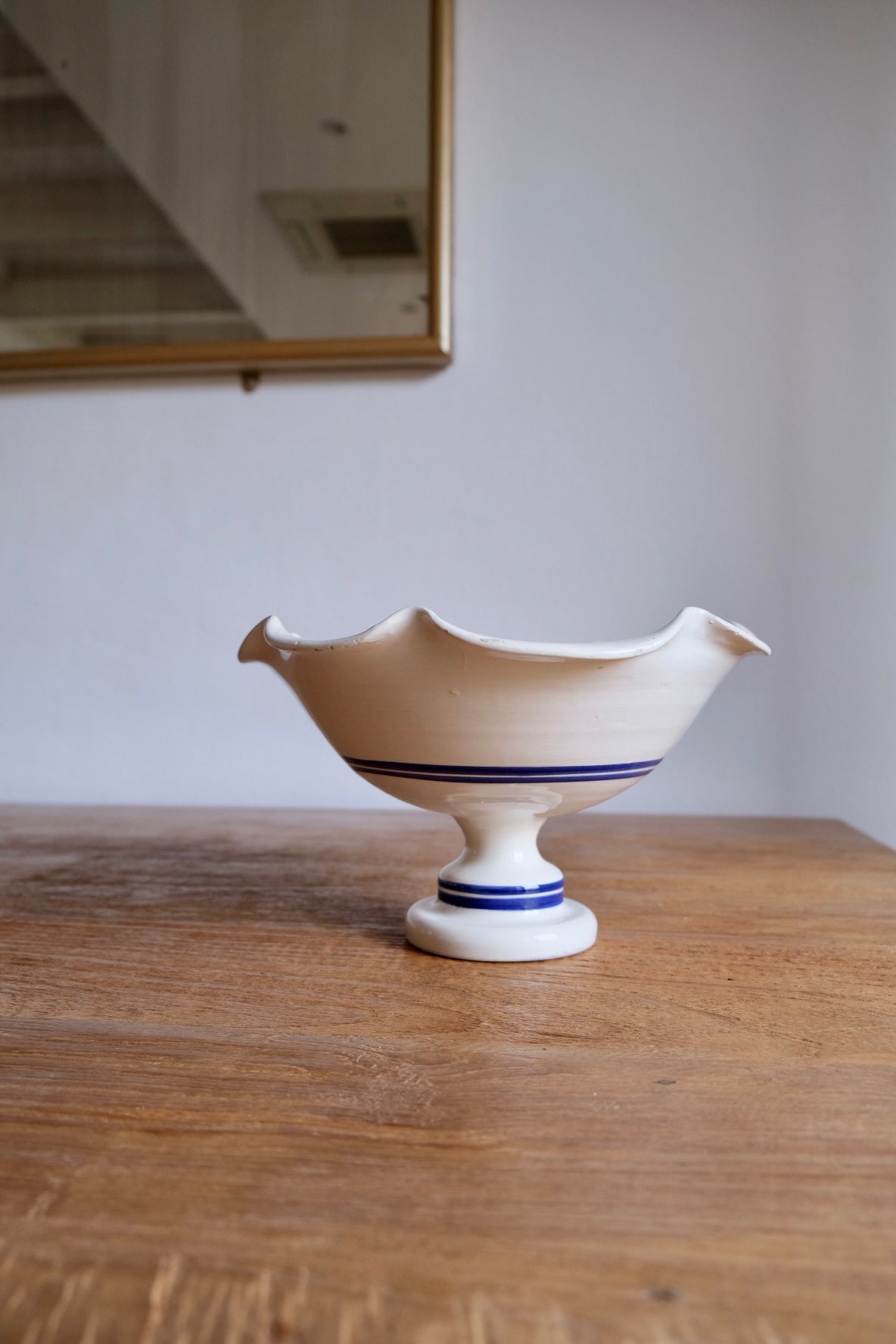 Tall hand-painted ceramic fruit bowl