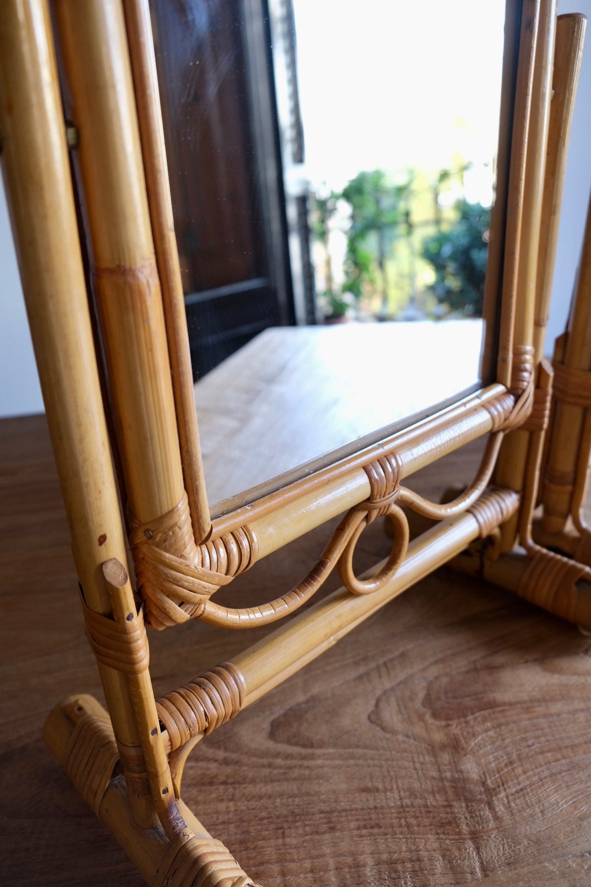 1970s vintage bamboo swing mirrors