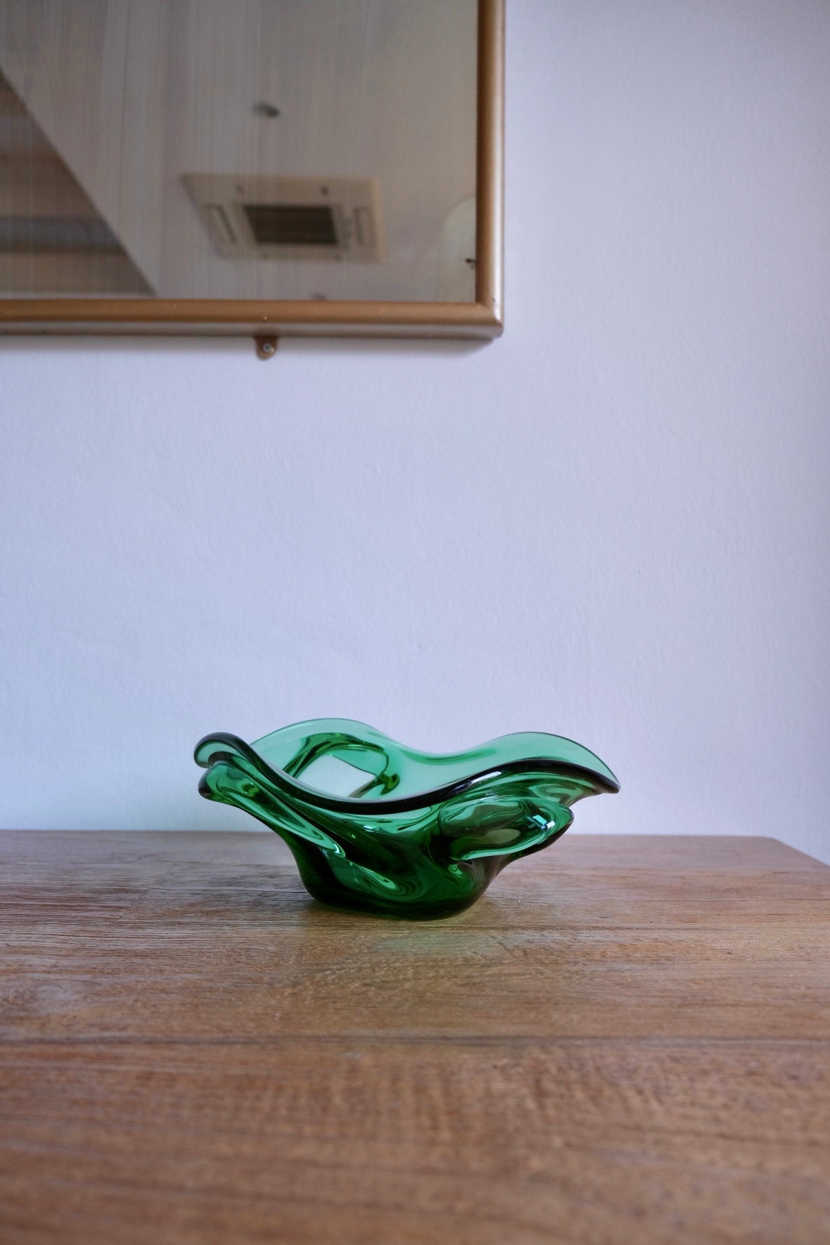 Large Italian emerald glass bowl