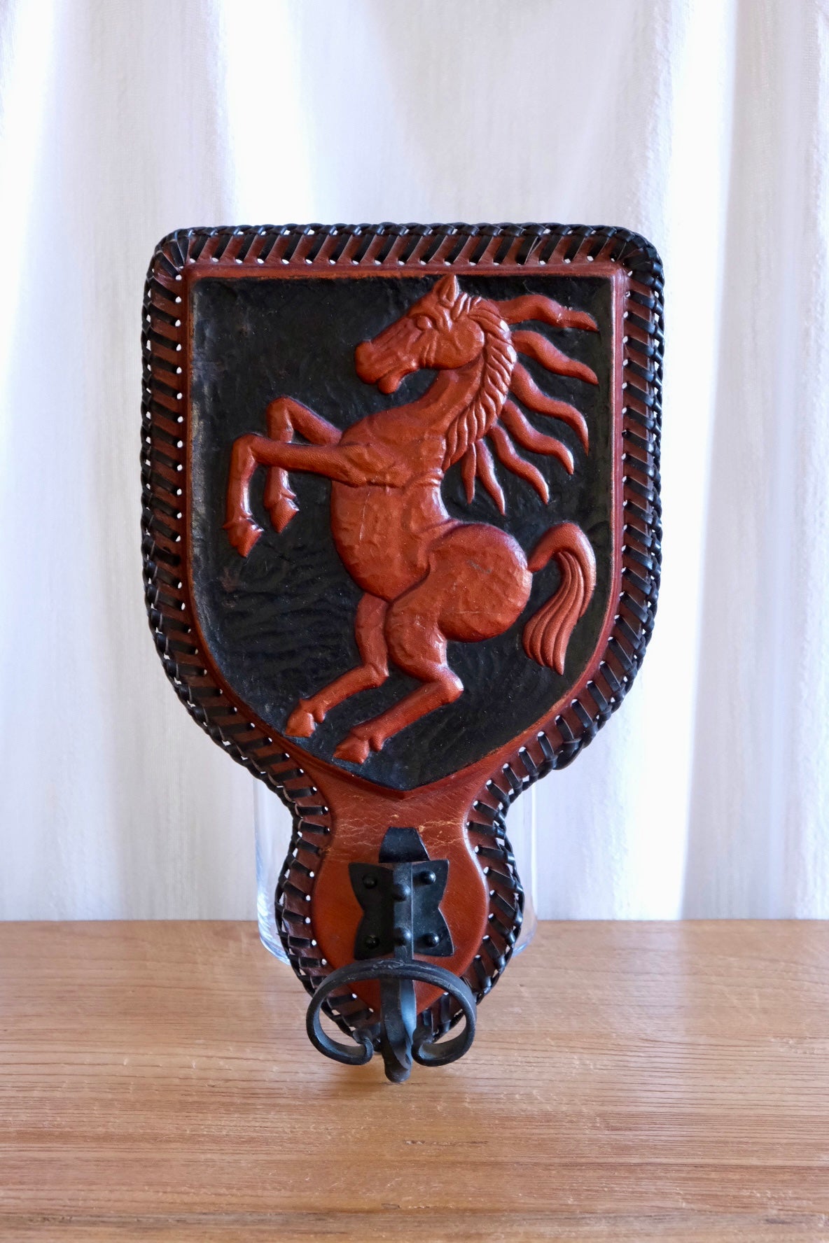 Leather horse coat hook, Spain c. 1940