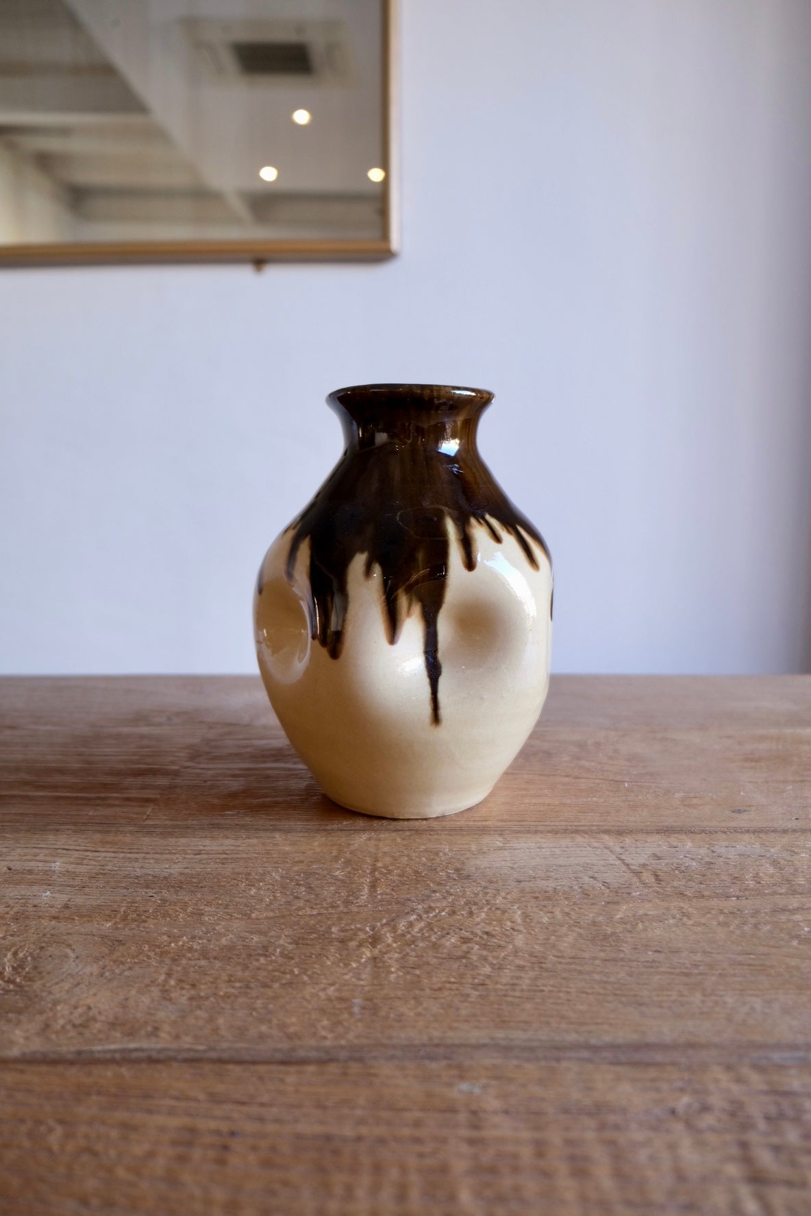 Indented ceramic vase