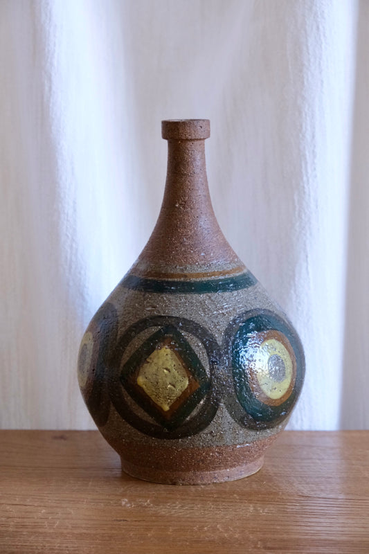 Stoneware ceramic geometric vase, c. 1960, Spain