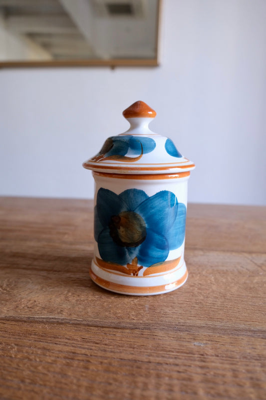 Hand-painted lidded ceramic jar, Portugal