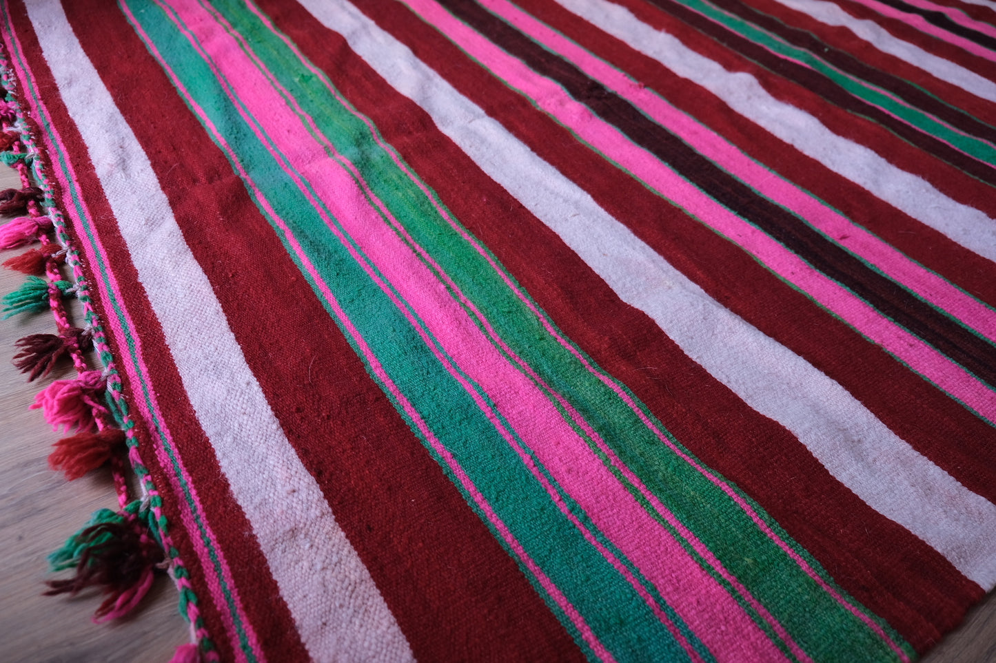 Large stripey wool rug from Mauritania