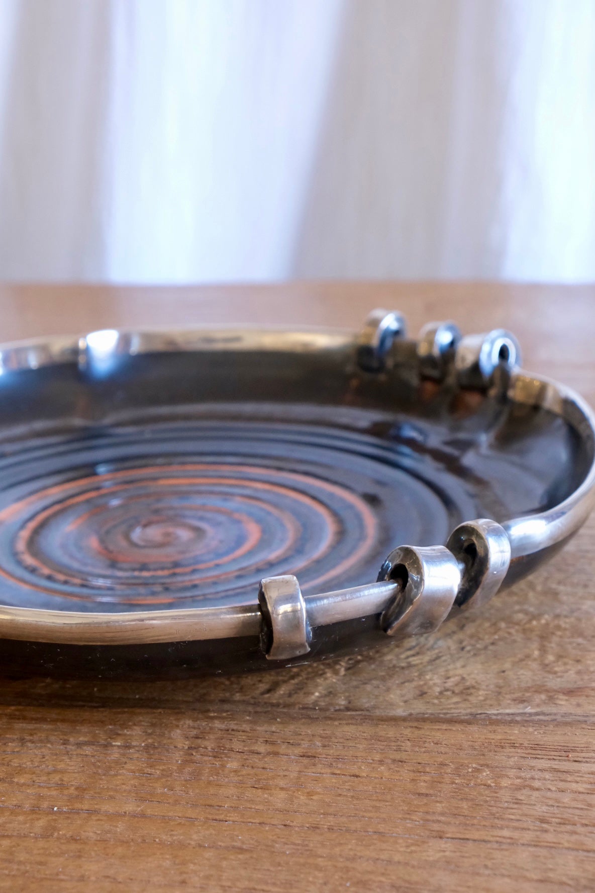 Ceramic and silver-plated claw plate tray, Barcelona c. 1940