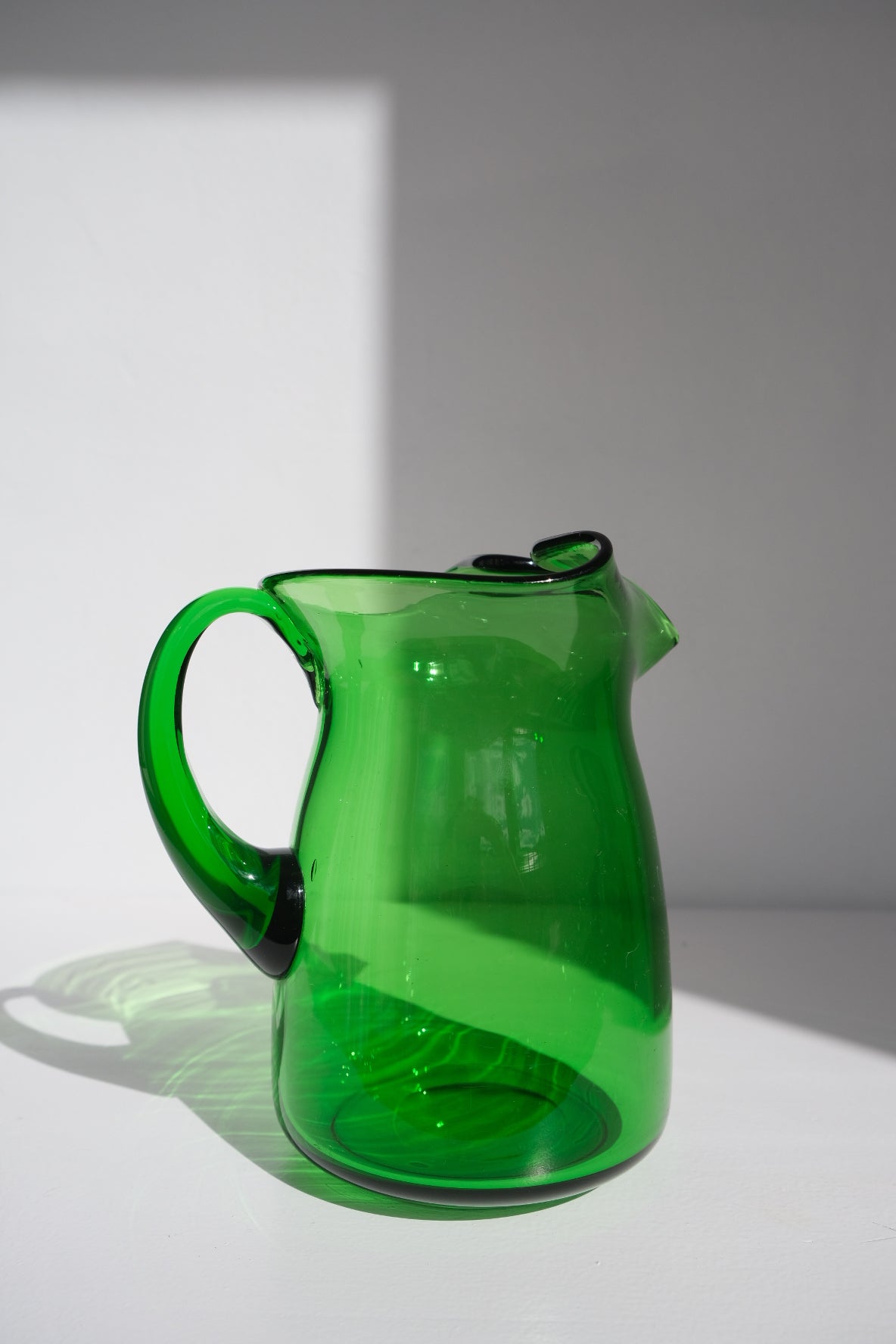 Emerald transparent green glass pitcher jug