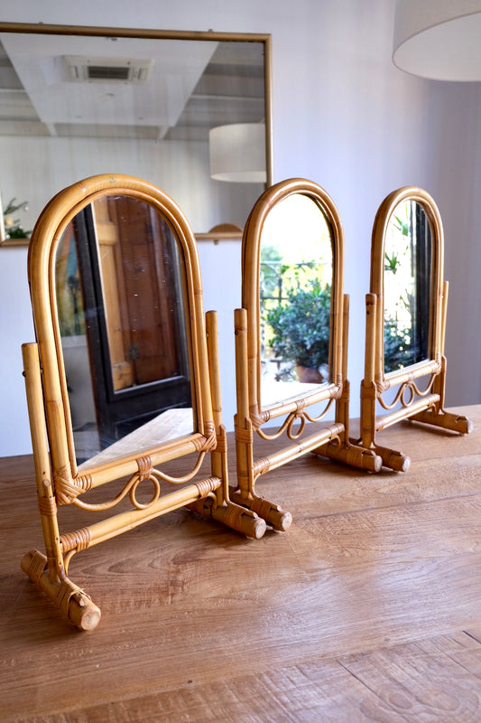 1970s vintage bamboo swing mirrors