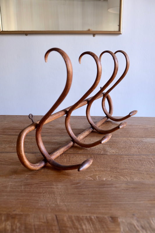 Mid-century curved wood coat rack, attributed to Michael Thonet