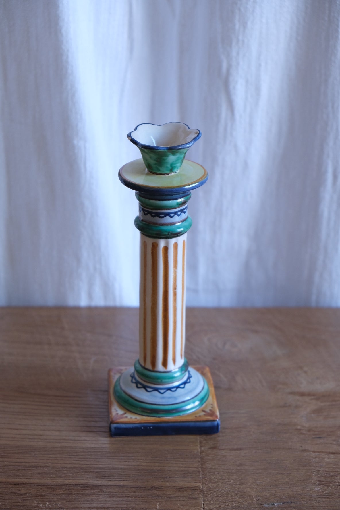 Hand-painted ceramic candlestick, Spain