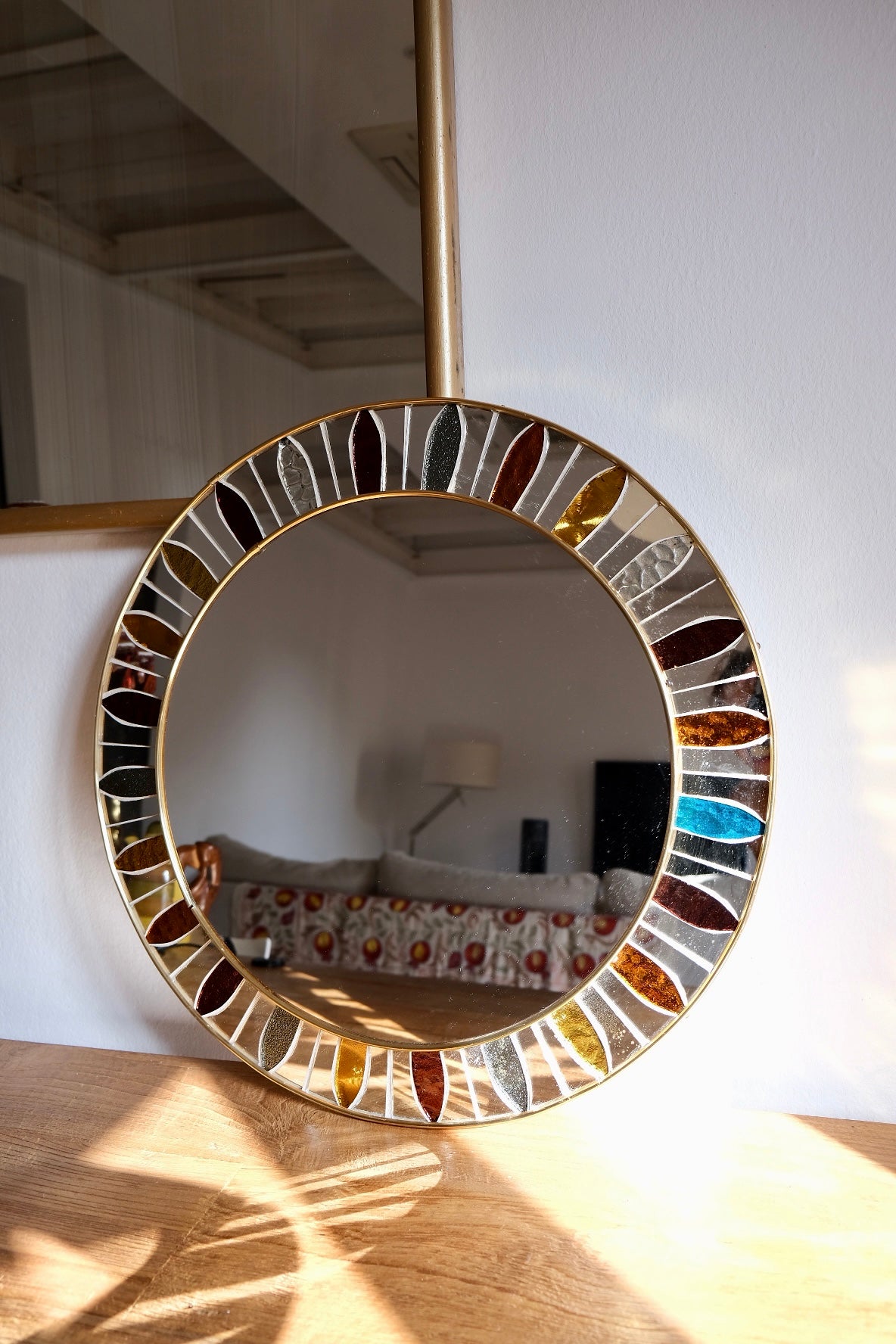 Vintage stained glass mirror