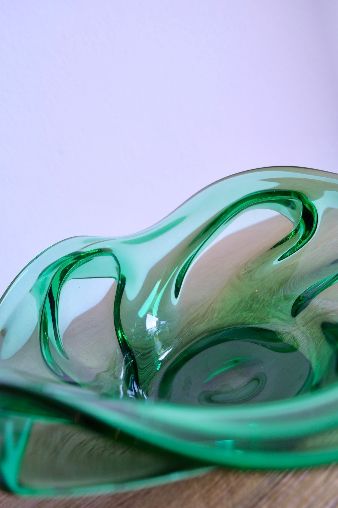 Large Italian emerald glass bowl