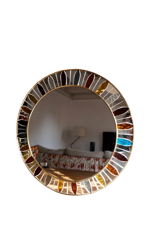 Vintage stained glass mirror